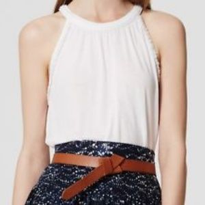 Loft White Fringe Halter Top